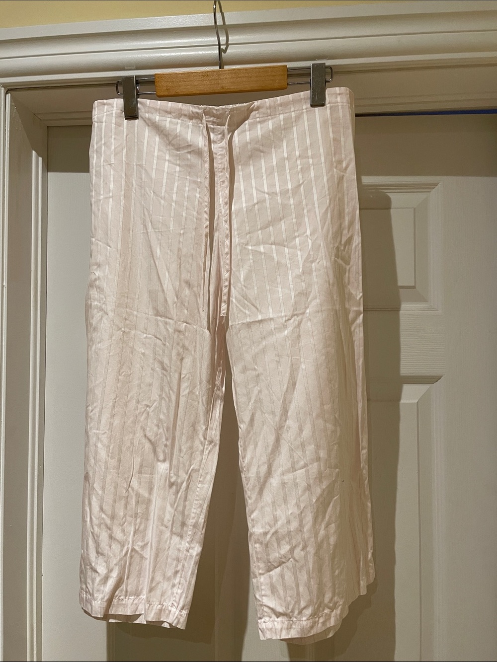 Laurence Tavernier Pink Stripe Cotton Lounge Capri L French Coquette Cottagecore